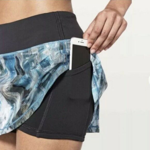 Lululemon Pace Rival Skort Skirt Sun Dazed Multi Blue Size 4 Regular EUC - Picture 1 of 12